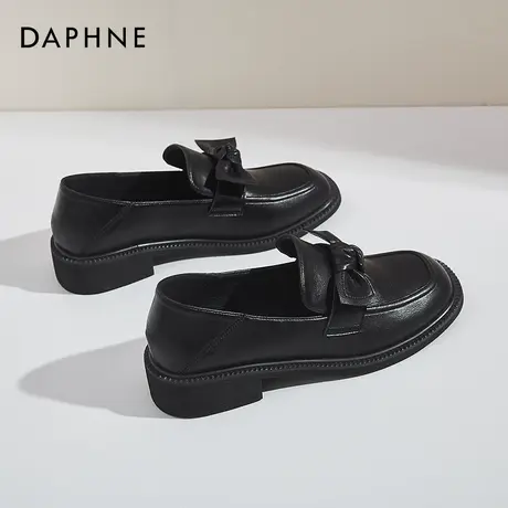 达芙妮乐福鞋女2022春季新款低跟一脚蹬女鞋单鞋英伦风小皮鞋软皮图片