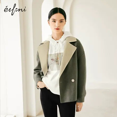 【商场同款】伊芙丽毛呢外套女21年短款小个子羊毛大衣1CA270261图片