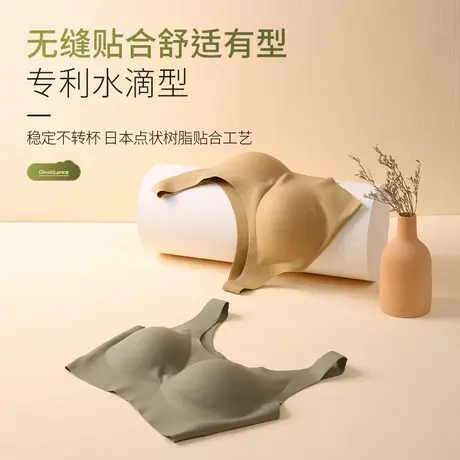 运动文胸薄款无痕背心式宽肩带内衣女无钢圈文胸大胸显小乳胶胸罩商品大图