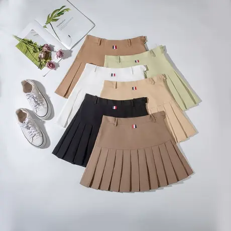 日式百褶裙女秋冬新款西装料a字裙高腰半身裙春防走光学生短裙图片