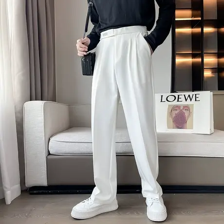 西裤男垂感轻熟风宽松直筒西装长裤春秋季潮流潮牌发型师休闲裤子图片