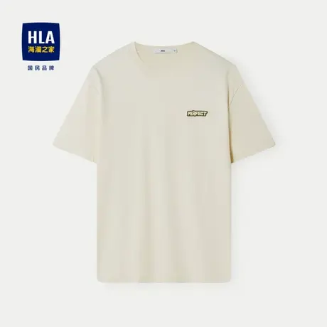 HLA/海澜之家肌理提花短袖T恤2024春夏新款立体小标圆领短袖男商品大图