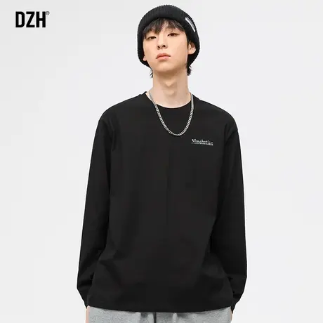 男士打底衫纯棉黑色长袖t恤男潮牌春季宽松男装2024新款卫衣体恤商品大图