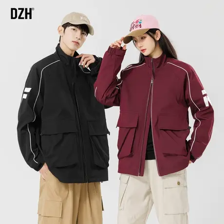 情侣美式复古夹克三防冲锋衣外套男春秋潮高级感2024年新款机车服商品大图