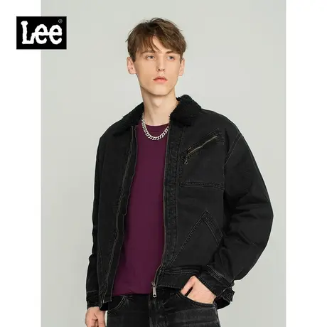 Lee商场同款舒适仿羊羔绒棉服黑色男LMT0037363YS00FA02237图片