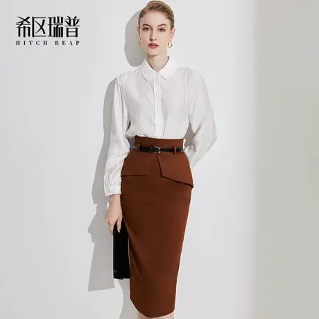 希区高端职业包臀裙女装2023秋冬新款气质修身a字时尚高腰半身裙图片