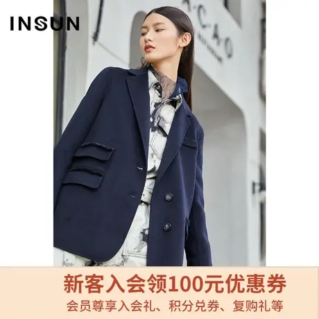 影儿恩裳商场同款冬季新款西装领修身毛呢外套商品大图