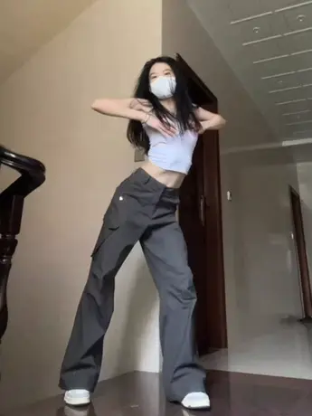 休闲工装裤女夏季薄款美式高街ins阔腿裤高腰宽松显瘦拖地直筒裤商品大图