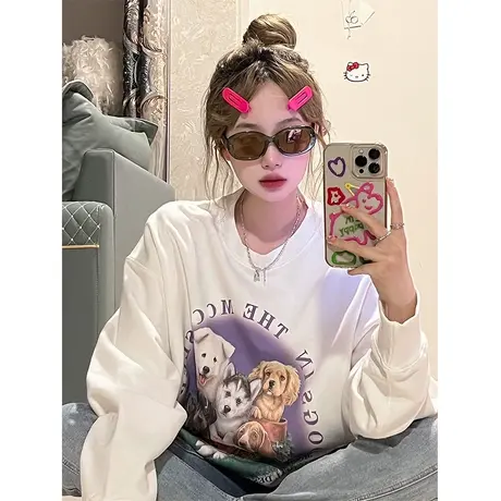 美式复古hiphop设计感卫衣女春秋季薄款ins潮牌宽松初秋个性上衣图片