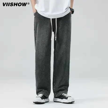 VIISHOW潮牌牛仔裤男秋季长裤复古直筒裤男美式高街裤子休闲裤商品大图