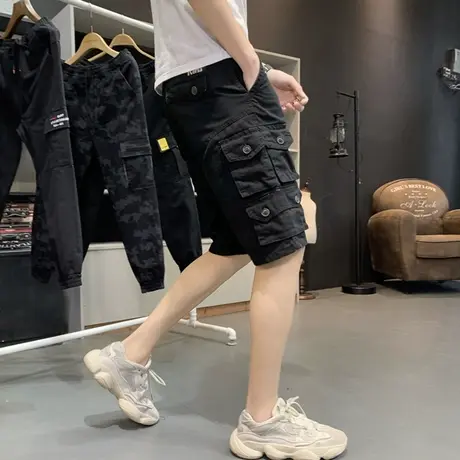 男士5分裤休闲薄款纯棉外贸工装短裤 全棉耐磨宽松五分马裤中裤潮图片