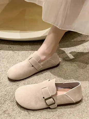 勃肯鞋女平底单鞋2023年新款春秋豆豆鞋丑萌软底懒人一脚蹬博肯鞋商品大图