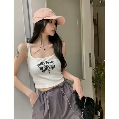 白色小吊带背心女带胸垫春夏内搭短款美背性感辣妹网红打底上衣潮图片