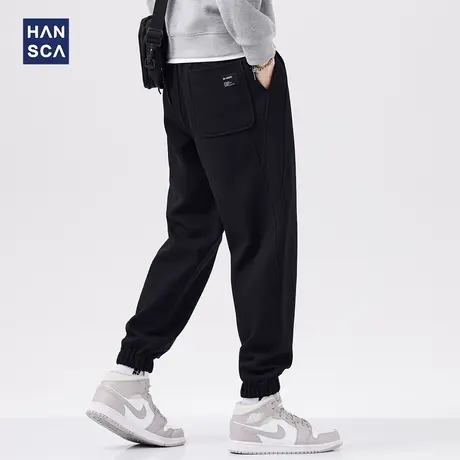 hansca美式重磅卫裤男春秋款宽松束脚潮牌大码休闲运动灰色长裤子图片