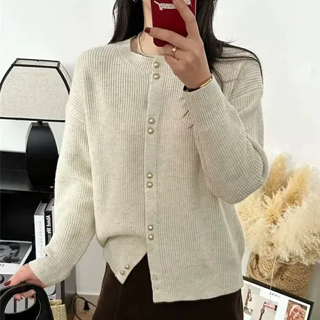 秋季针织开衫外套女2024春季新款韩系宽松洋气百搭毛衣女外穿上衣商品大图