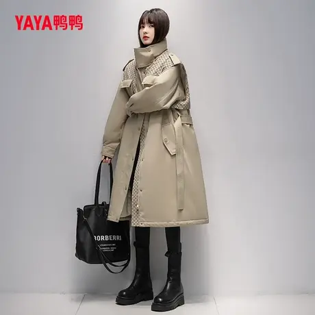 鸭鸭羽绒服女款2023年秋冬新品长款立领时尚休闲鹅绒保暖外套C图片