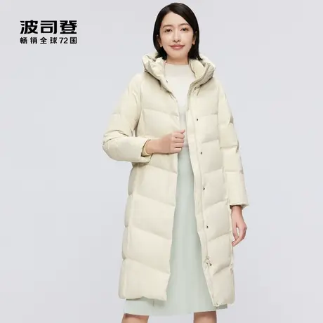 波司登女2023秋冬新款连帽气质通勤中长款修身保暖加厚羽绒服外套商品大图