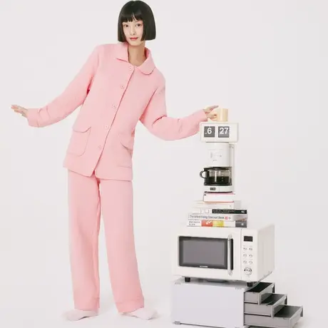 三枪睡衣套装秋女厚款家居服男暖棉起居服中年冬季秋季82036图片