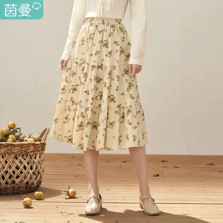【商场同款】茵曼2023春女装新款经典塔裙设计文艺调性满满半身裙图片