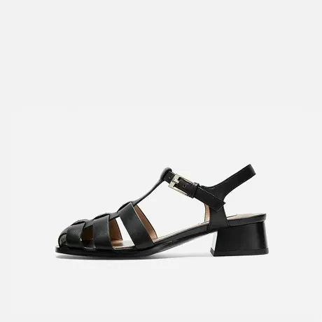 Nine West/玖熙2025年夏季新款女凉鞋罗马鞋外穿法式包头鞋粗跟图片