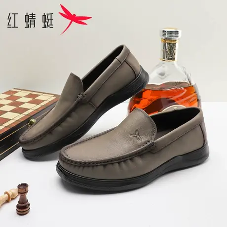 红蜻蜓男鞋2025春季新款真皮防滑耐磨休闲皮鞋中老年一脚蹬爸爸鞋商品大图