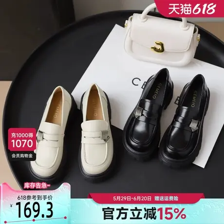 戈美其乐福鞋女厚底2025新款春季百搭学院风单鞋春春粗跟jk小皮鞋商品大图