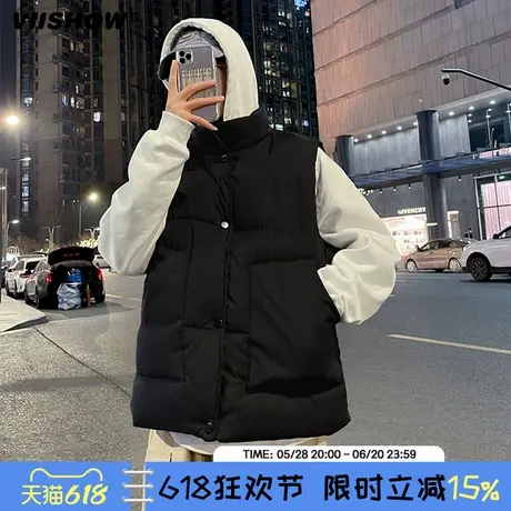 VIISHOW羽绒棉马甲男服外套冬纯色坎肩保暖青年韩版潮流外穿马夹图片