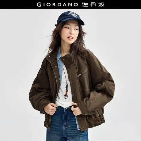 佐丹奴外套女装洗水纯棉夹棉立领插肩梭织夹克外套 18374912图片