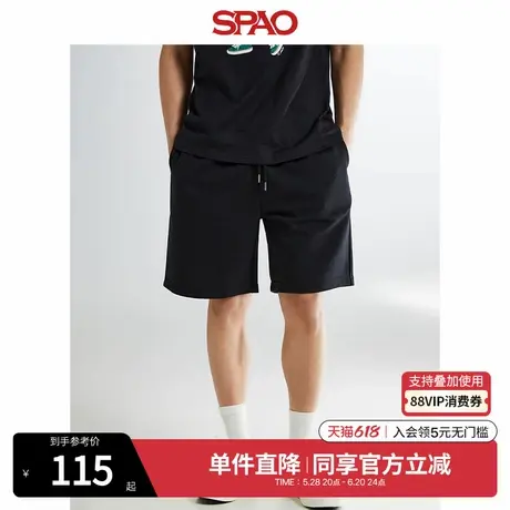 SPAO韩国同款夏季男士款宽松舒适简约时尚松紧裤腰短裤运动裤卫裤图片