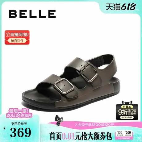 百丽男鞋夏季休闲凉鞋男士2025新款魔术贴沙滩爸爸凉拖鞋A1897BL5商品大图