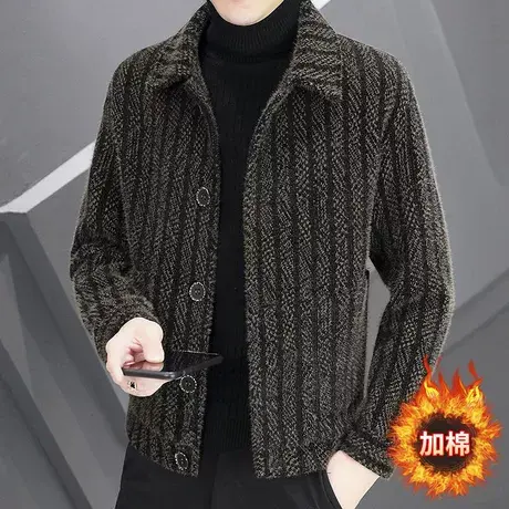 夹克男2023秋冬季新款金貂绒短款毛呢大衣男装加厚风衣男上衣服潮图片