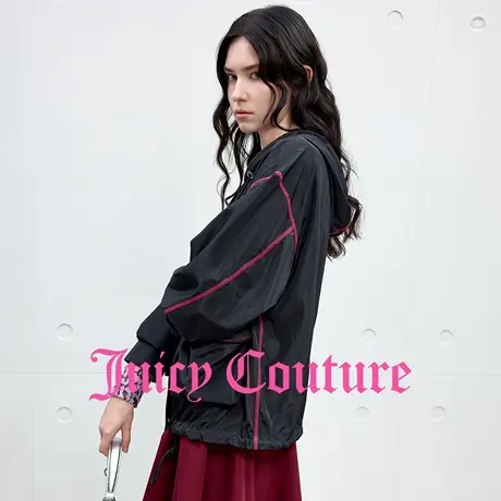 Juicy Couture橘滋外套女2025年秋季新款黑色抽绳连帽轻薄上衣图片