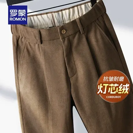 【灯芯绒】罗蒙男士休闲裤厚款2025秋季新款松紧腰工装直筒裤子男商品大图