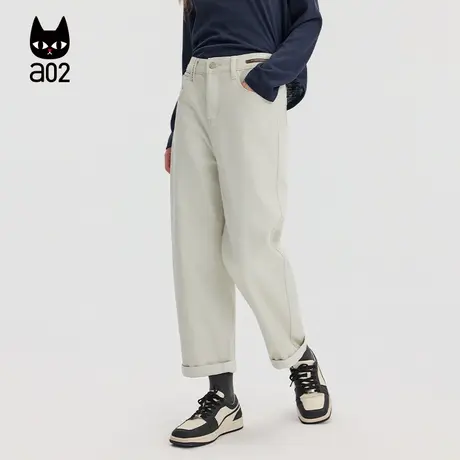 a02宽松直筒裤子女2025新款秋季休闲萝卜裤通勤穿搭长裤半松紧腰商品大图