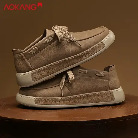 奥康轻奢休闲板鞋男2025秋季新款软底减震皮面男鞋潮流男士一脚蹬图片