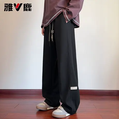 雅鹿宽松运动抽绳裤男 2026春夏新款男青年港风潮牌运动休闲长裤图片
