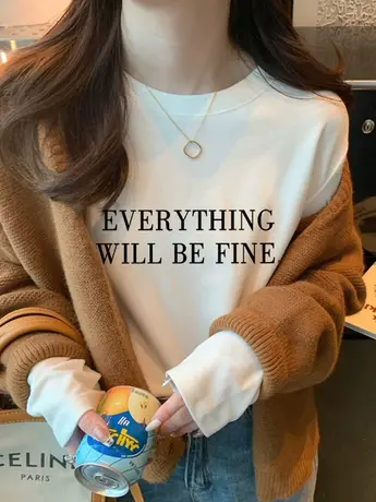 白色仿棉内搭打底衫女2023新款秋冬季德绒长袖t恤韩版宽松上衣潮图片