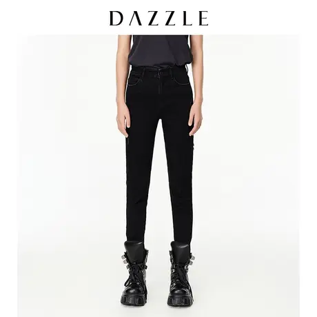 DAZZLE地素奥莱 春季破洞显瘦牛仔小脚裤铅笔裤女商品大图