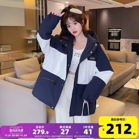 唐狮2023冬季新款棉衣女ins潮流工装派克服连帽加厚保暖冬装外套图片