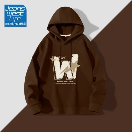 真维斯LIFE连帽卫衣女2023新款爆款春秋美式复古oversize情侣装潮商品大图