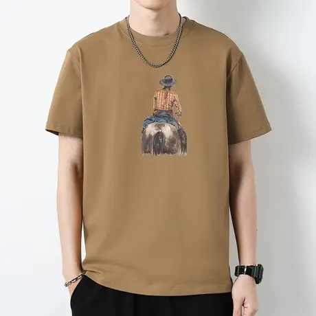 230g重磅纯棉t恤男短袖夏季潮牌印花全棉半袖圆领上衣服宽松潮流商品大图