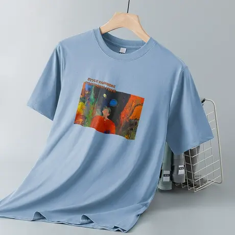 液氨丝光棉t恤男士短袖圆领上衣服凉感抗皱免烫半袖冰丝速干体恤商品大图