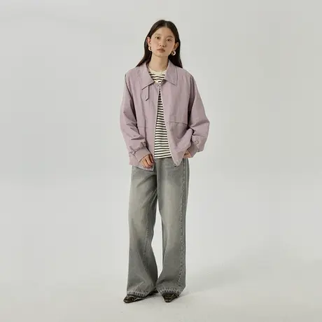 omont蛋挞家 复古夹克外套女秋季新宽松休闲工装百搭短款上衣商品大图