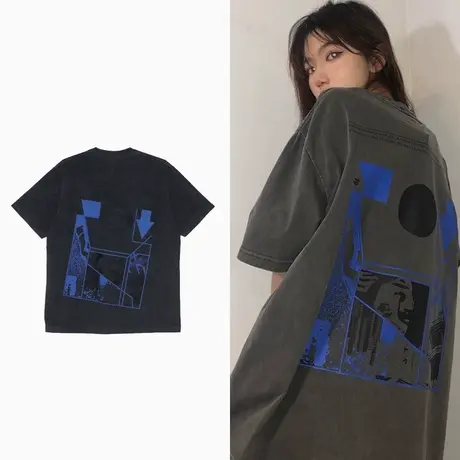 2021时尚显瘦气质短袖t恤夏ins宽松慵懒bf炸街原宿上衣潮oversize商品大图