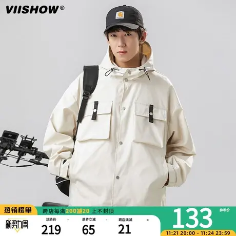 VIISHOW工装风衬衫夹克高街美式潮牌外套2023秋季情侣痞帅外套商品大图