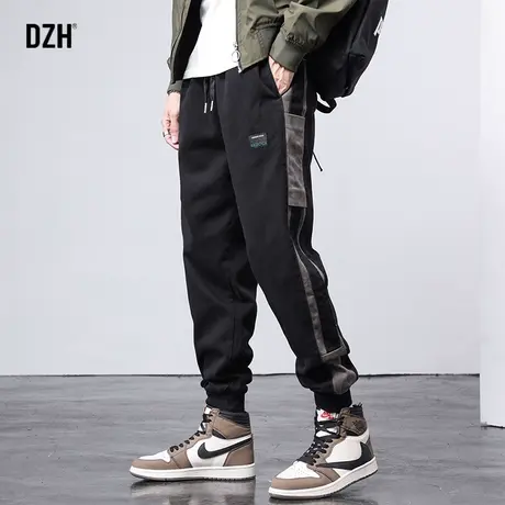 男士黑色束脚牛仔裤男潮牌宽松拼接哈伦裤休闲裤男裤2024年新款潮商品大图