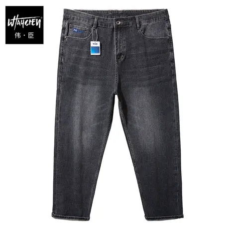 伟臣2023秋冬潮牌大码男装牛仔裤男胖子加肥加大宽松直筒水洗长裤商品大图