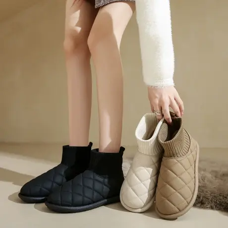 网红雪地靴女2024年新款时尚厚底秋冬雪地棉加绒加厚外穿面包棉鞋图片