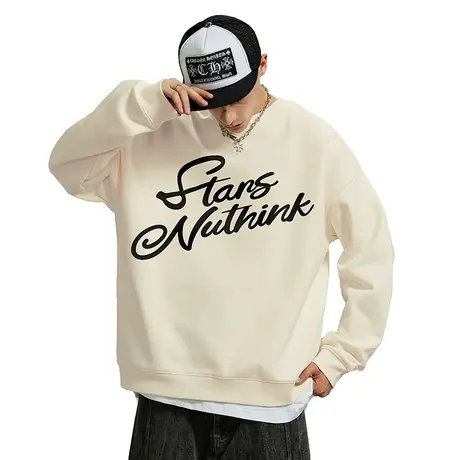 Nuthink美式潮牌重磅420g字母加绒卫衣男潮宽松大码保暖上衣春季商品大图