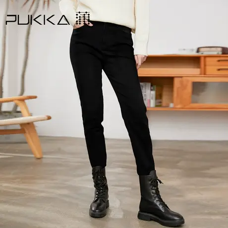 蒲牌PUKKA商场同款牛仔裤女2022秋冬季休闲显瘦弹力小脚裤子商品大图